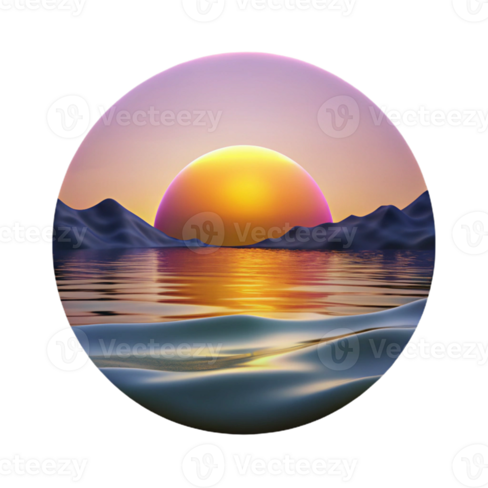 Sunset Landscape 3D Render png