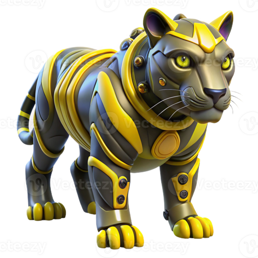 3D Render of a Cybernetic Panther png