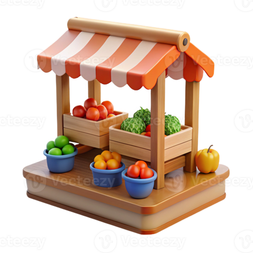 3D Render Fruit Stand Illustration png