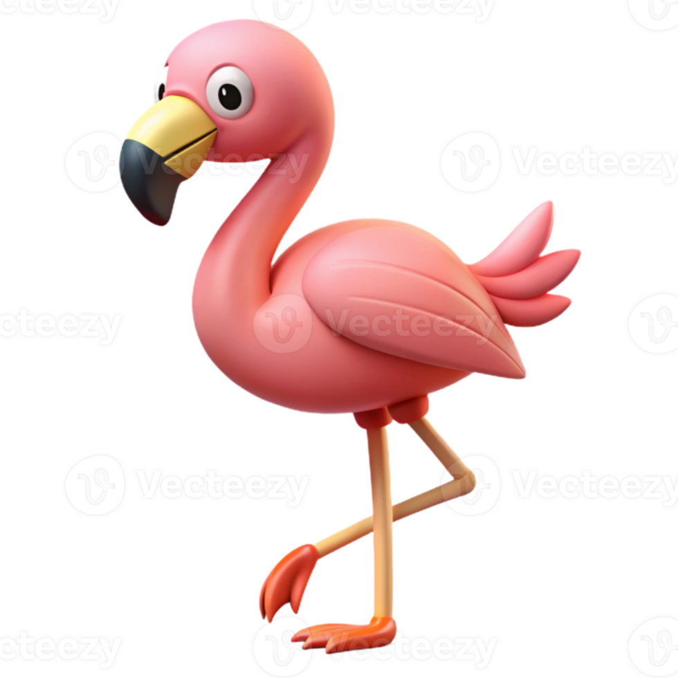 Pink Flamingo 3D Cartoon Illustration png