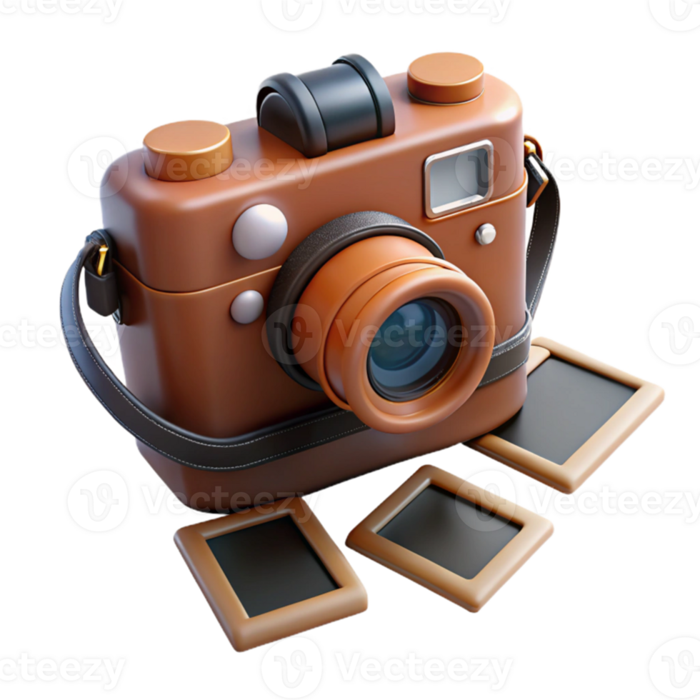 3D Render of Vintage Camera and Film png