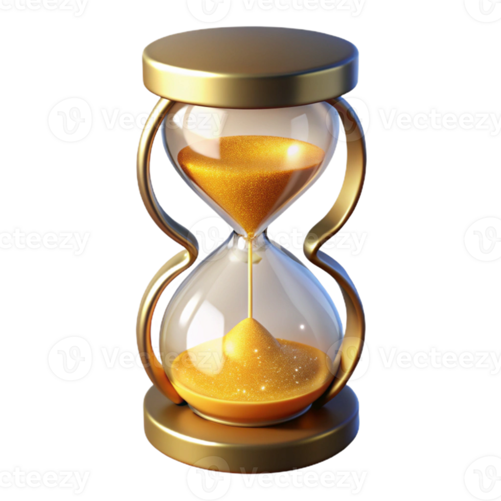 extraordinary artistic Golden Hourglass 3D Render high resolution png