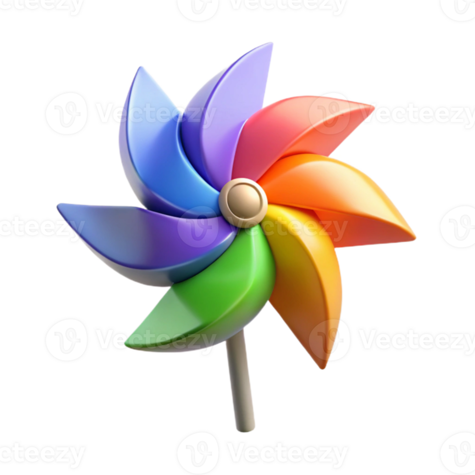 wonderful traditional Rainbow Pinwheel 3D Render exclusive png