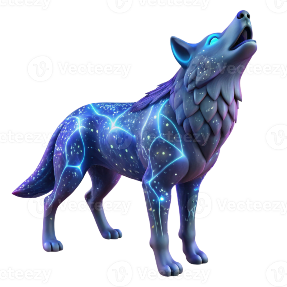 impressive traditional Cosmic Wolf 3D Render exclusive png