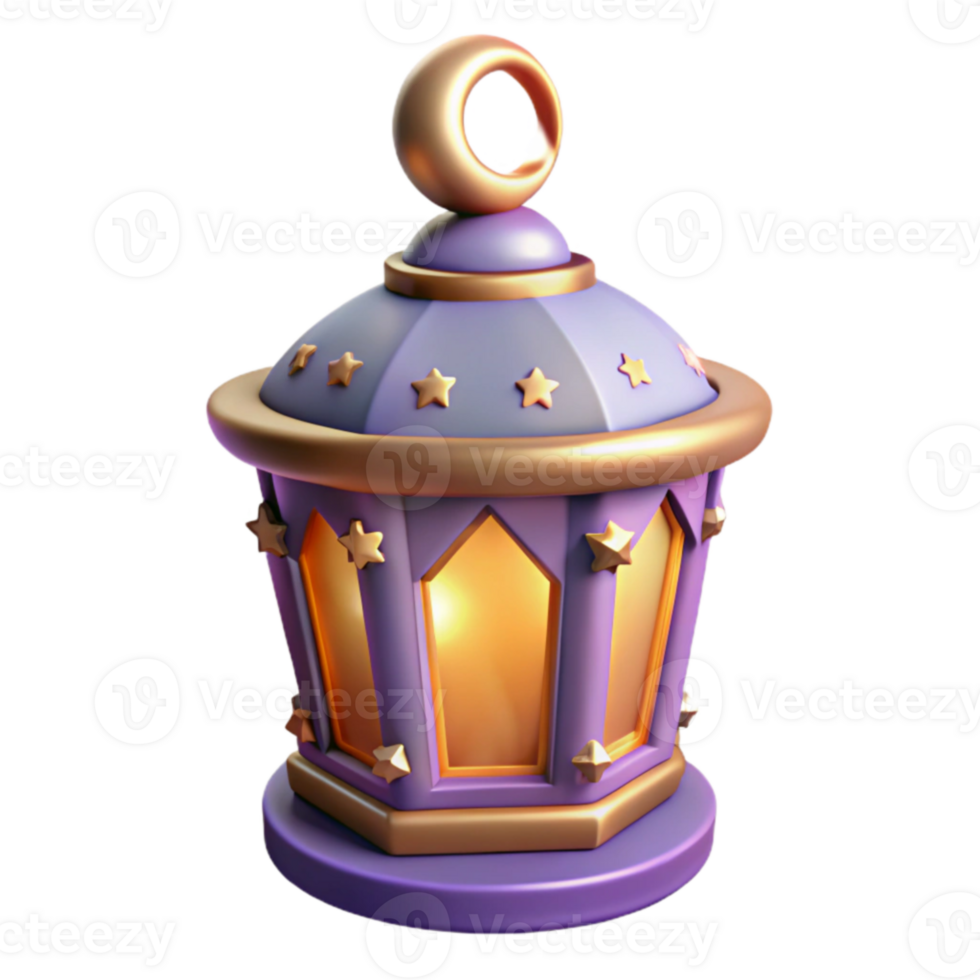 dramatic abstract 3D Render Purple Lantern with Stars premium png