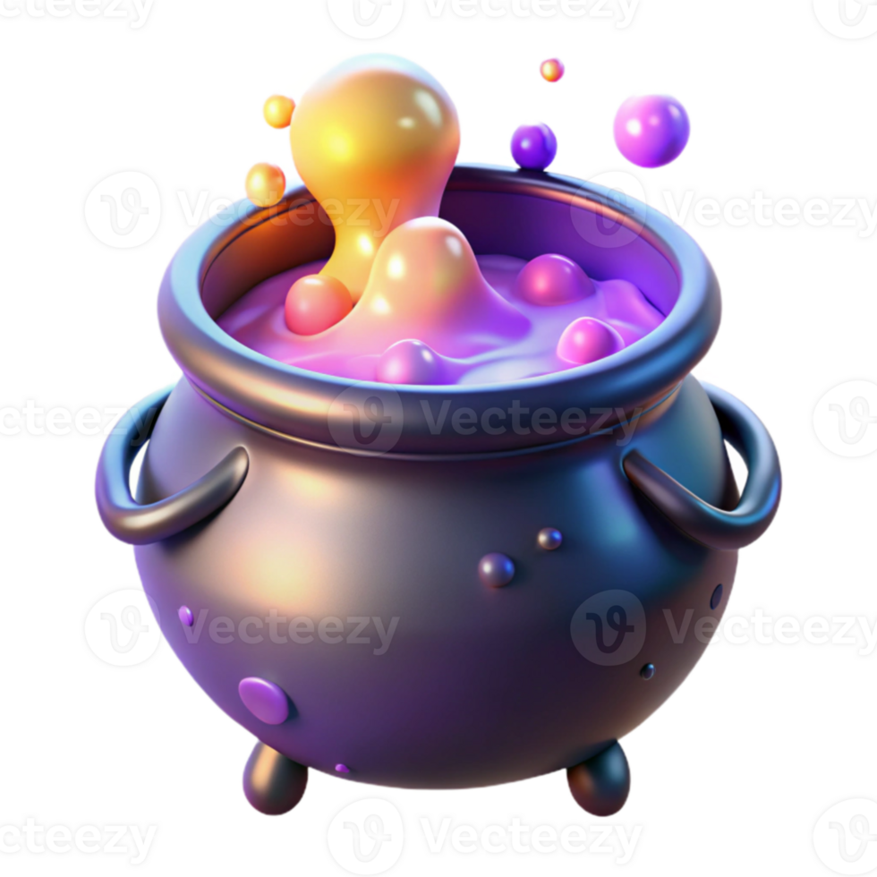 impressive classic 3D Render Cauldron with Bubbling Potion authentic png