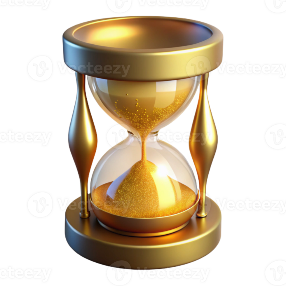 wonderful rustic Golden Hourglass 3D Render genuine png