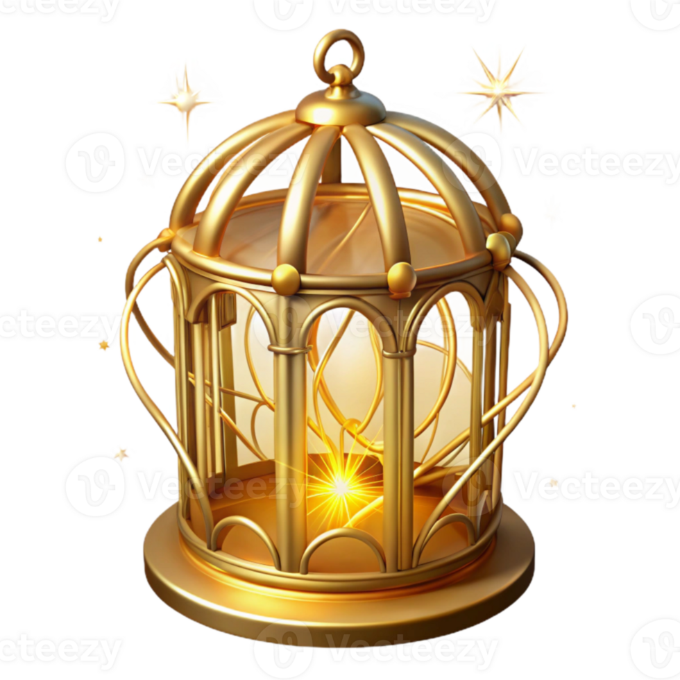 magnificent modern Golden Lantern 3D Illustration authentic png