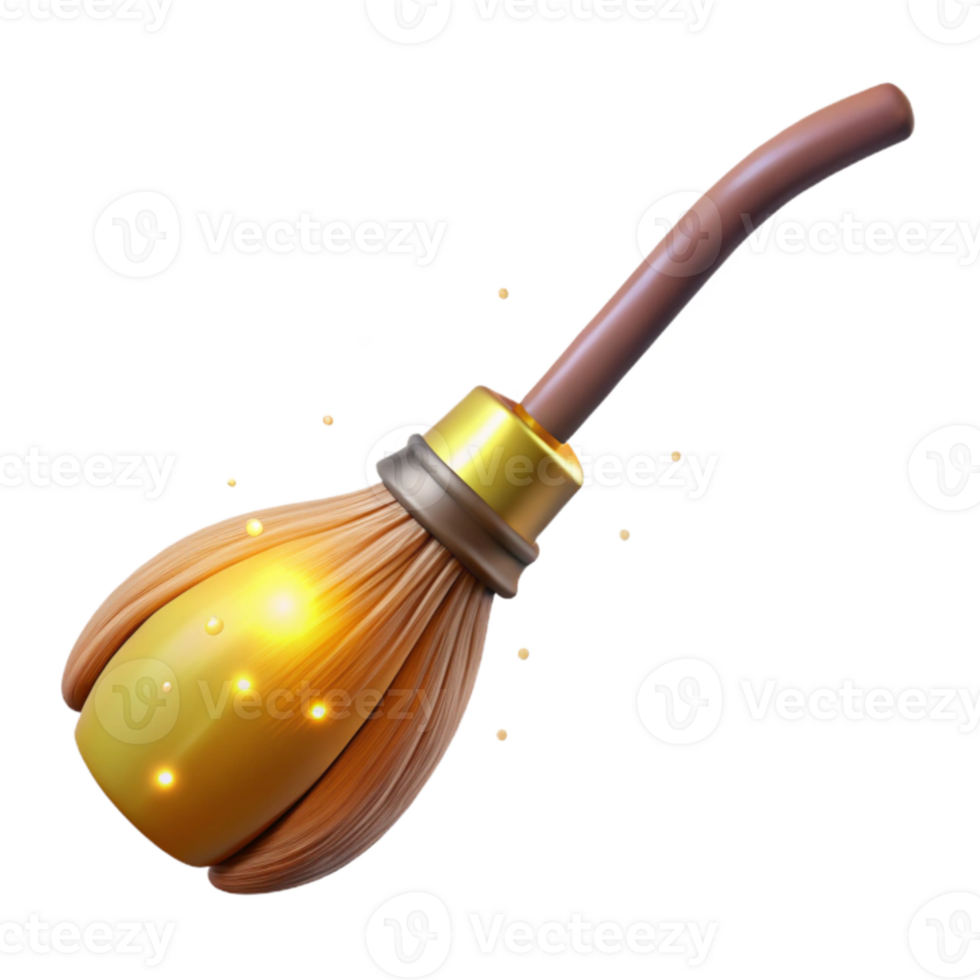 serene creative Glowing 3D Broom Illustration authentic png