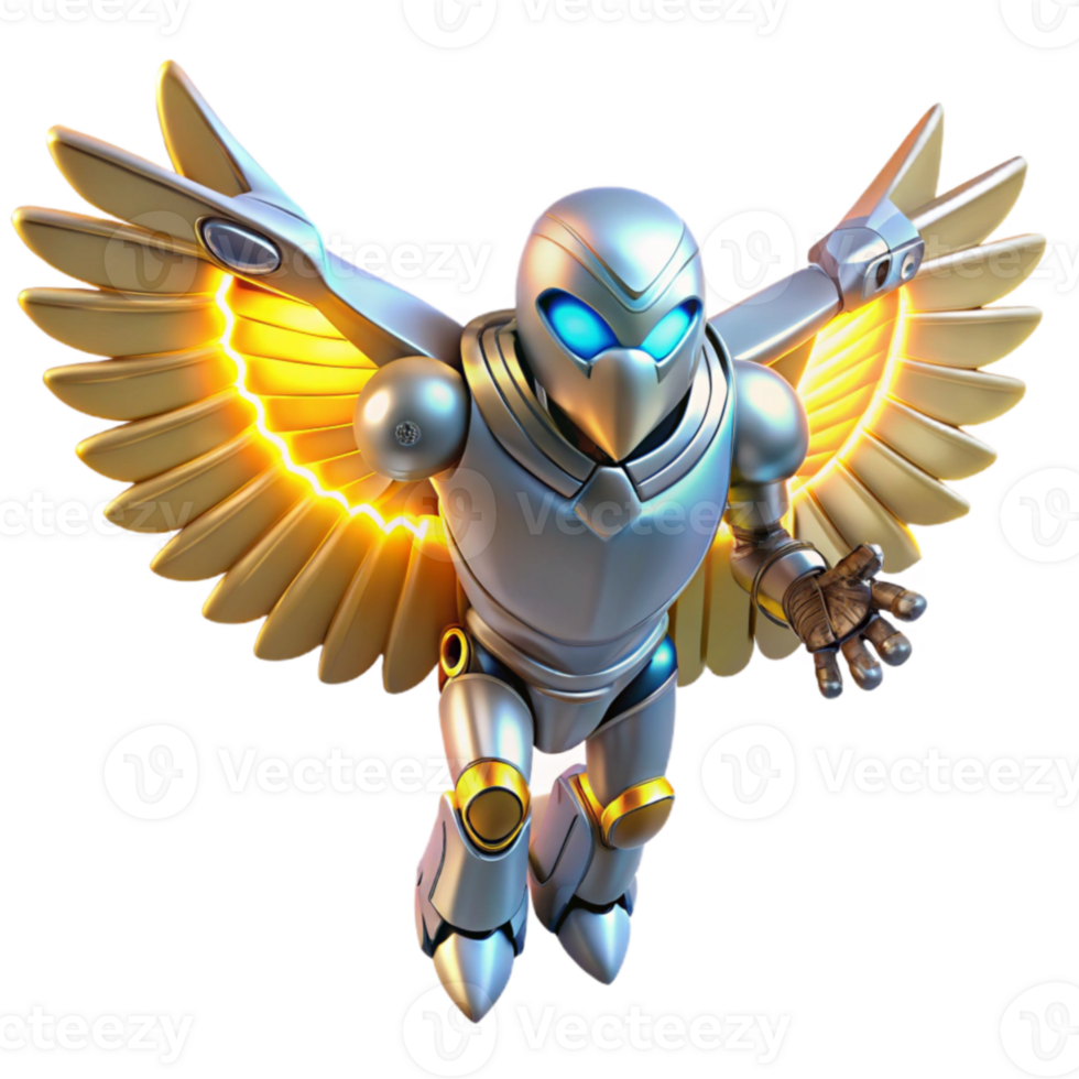 elegant classic 3D Render of a Robotic Bird detailed png
