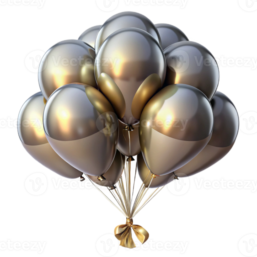 Elegant Gold and Silver Balloons 3D Render png