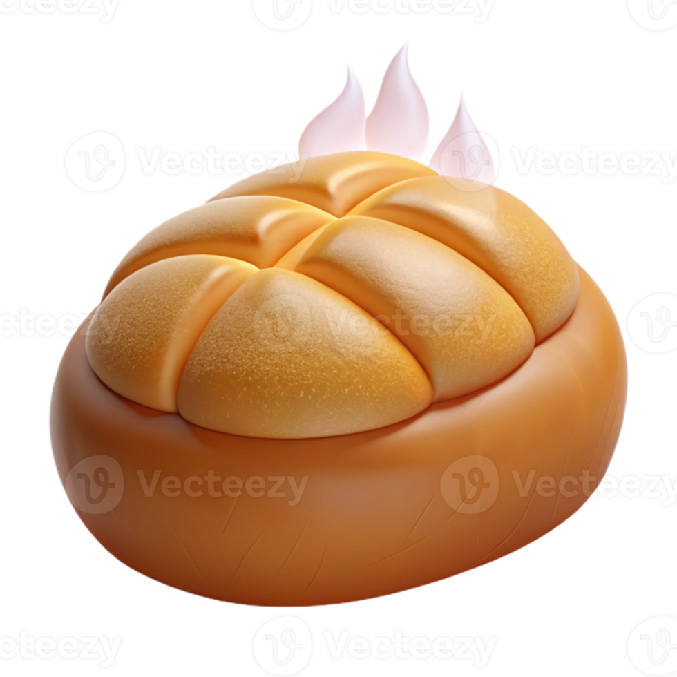 3D Render of Golden Brown Bread with Whipped Cream png