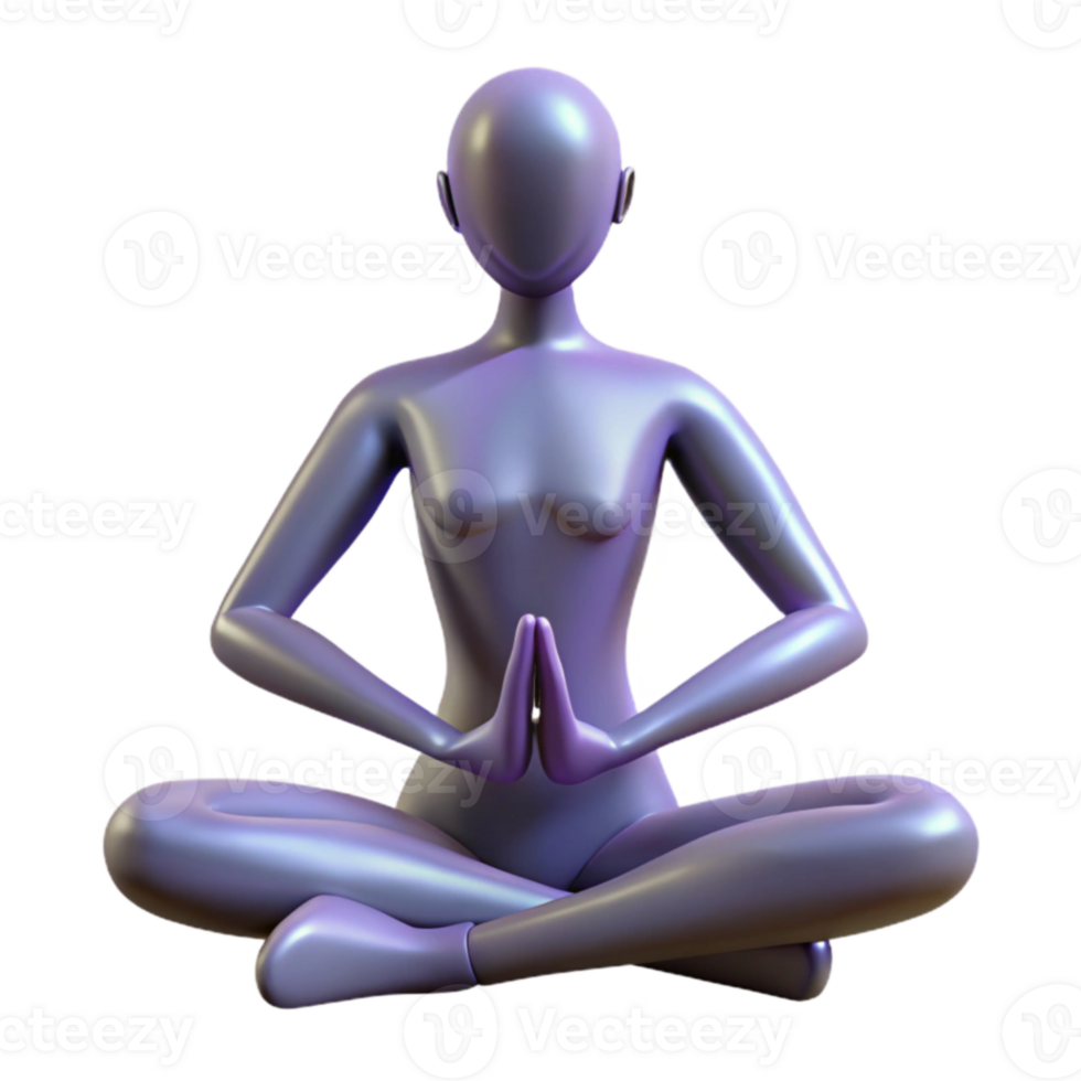 3D Render Purple Yoga Figure Meditation png