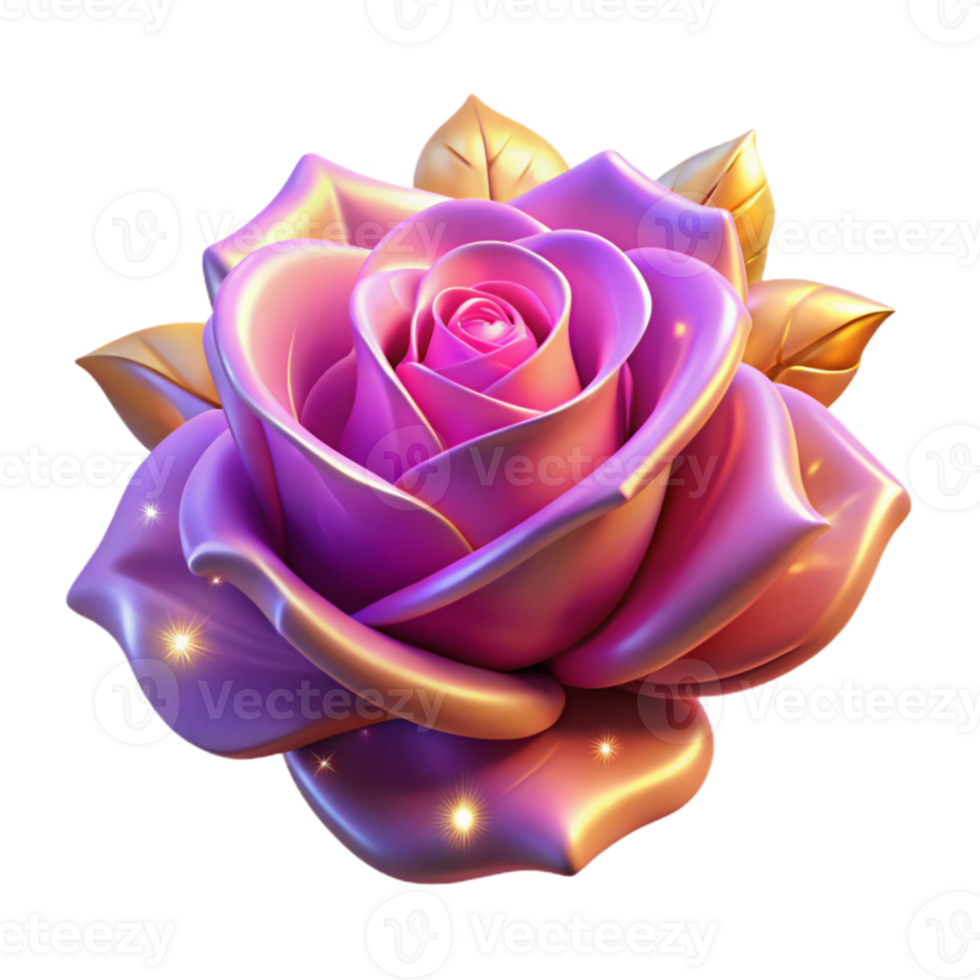 3D Render of a Sparkling Rose png