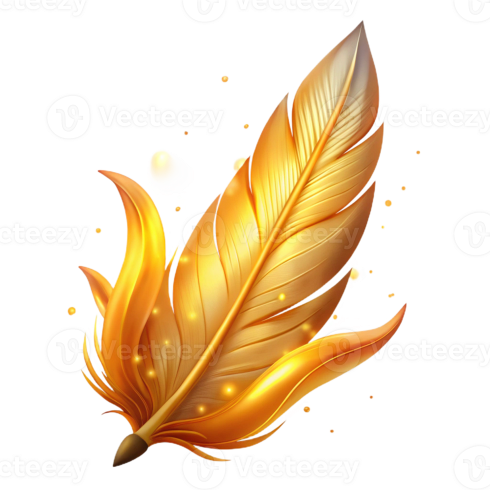 Golden Feather Illustration A Radiant Design png