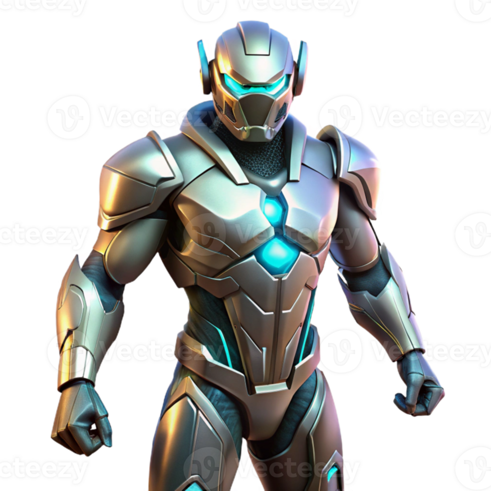 Futuristic Armored Figure 3D Render png