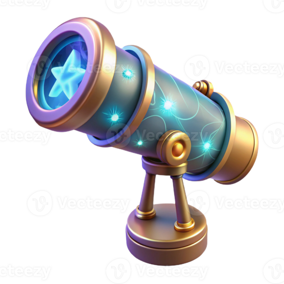 3D Render of a Sparkling Telescope png
