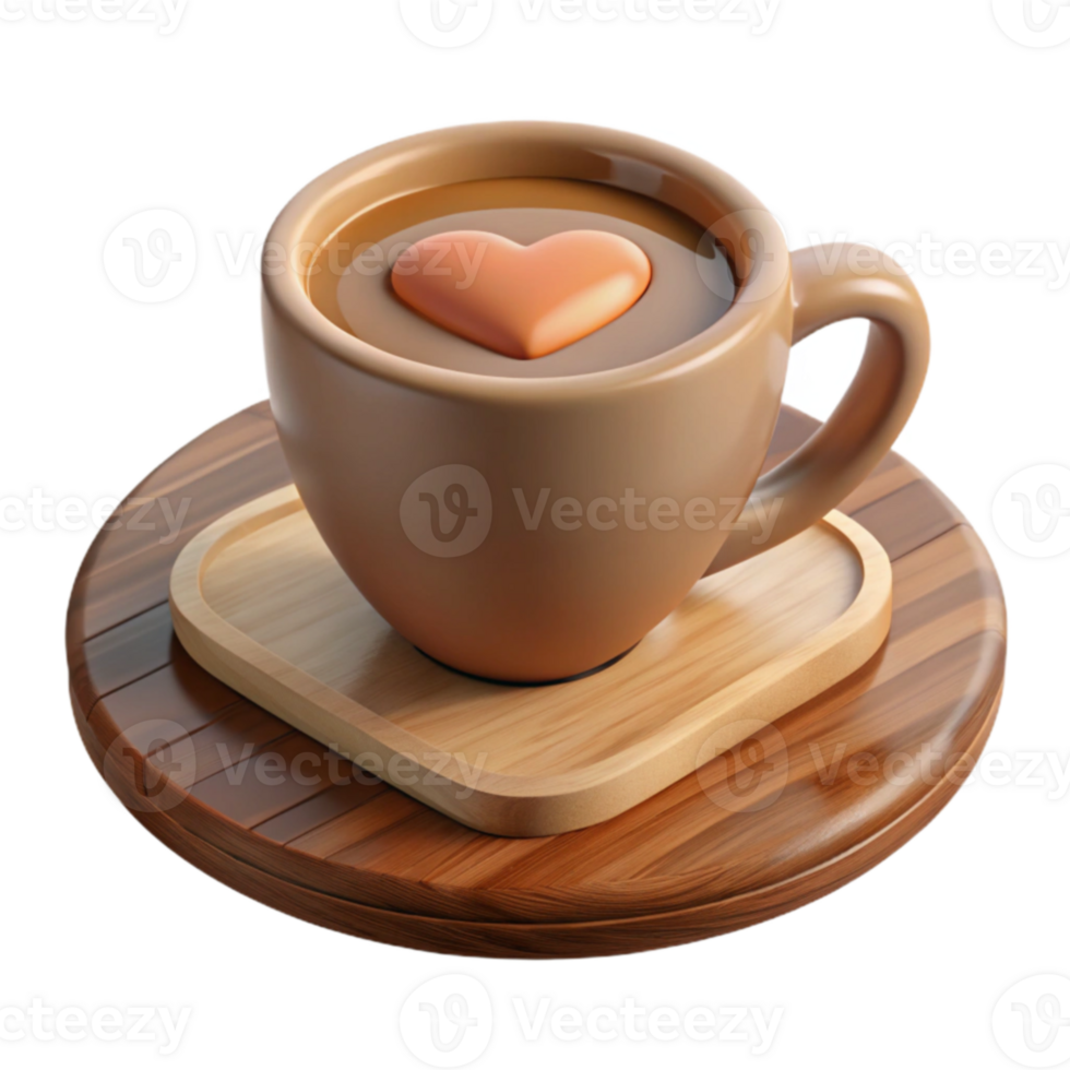 3D Render Coffee Cup with Heart png