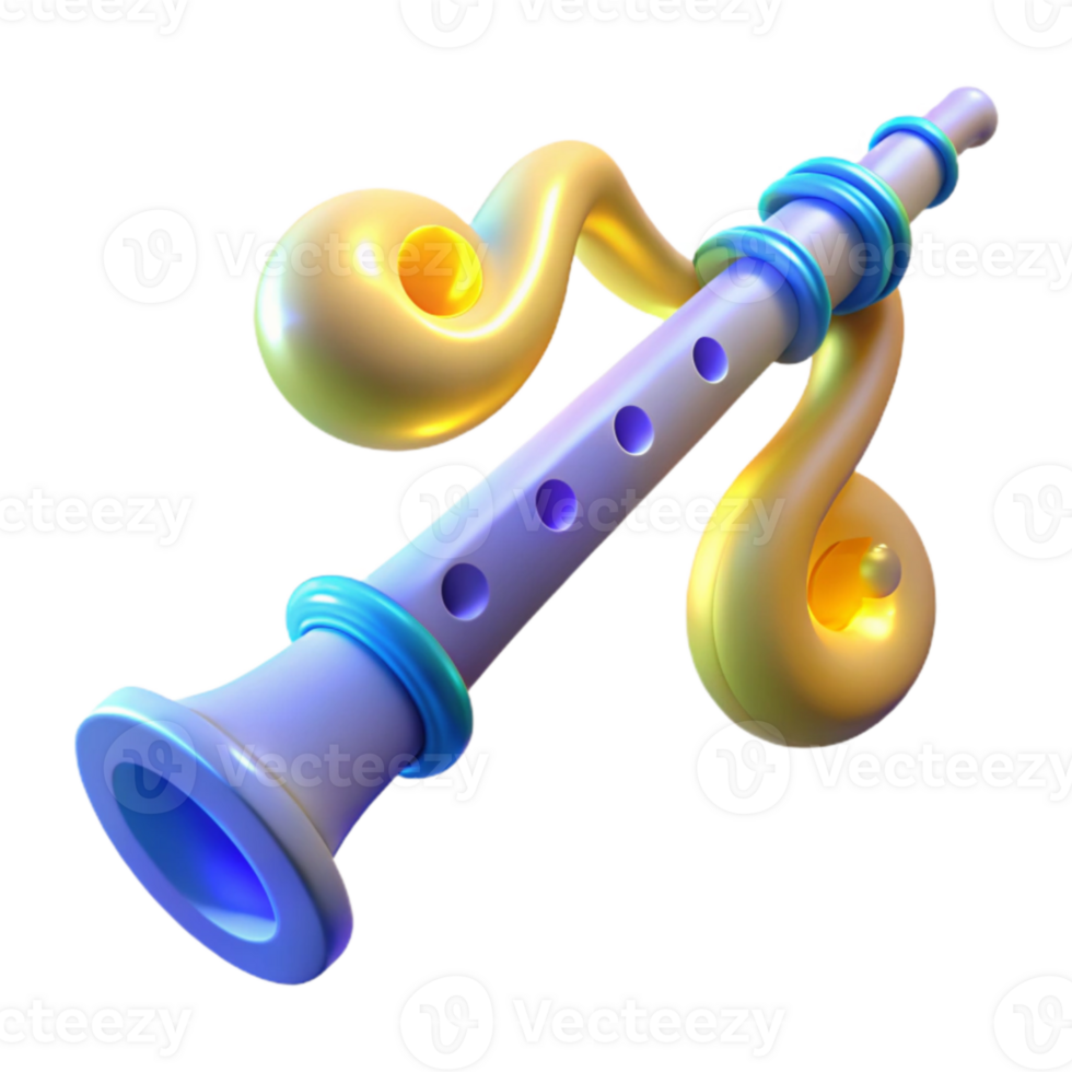 3D Render of a Cartoon Flute png