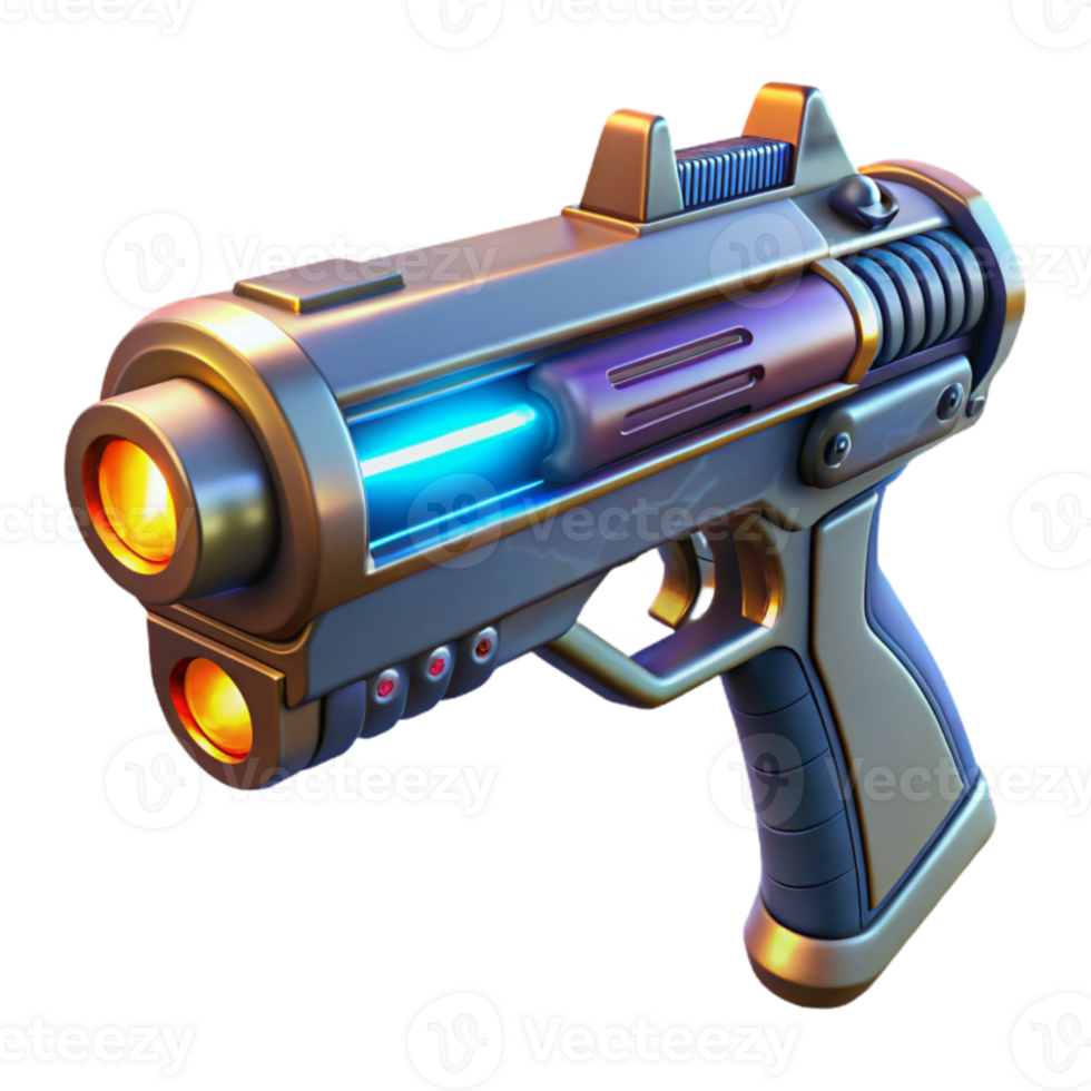 Futuristic Laser Pistol 3D Render png