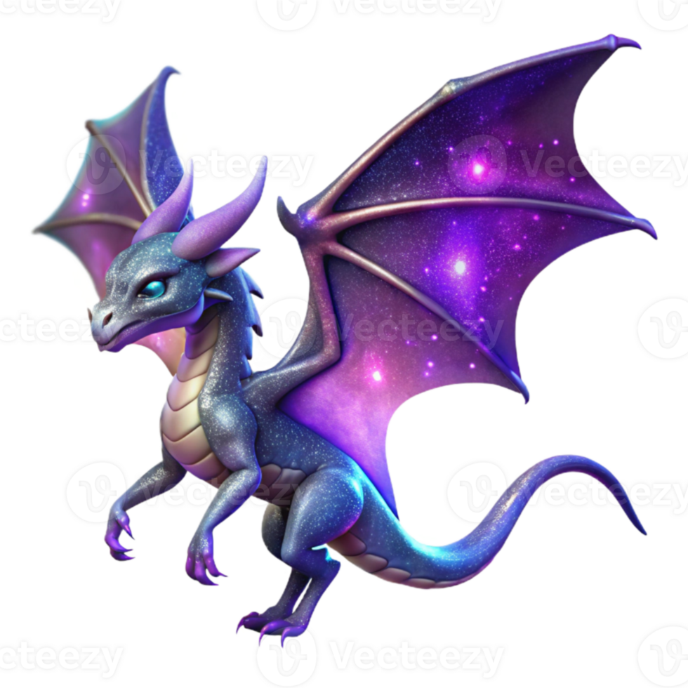 Cosmic Dragon Illustration Galaxy Wings, 3D Render png