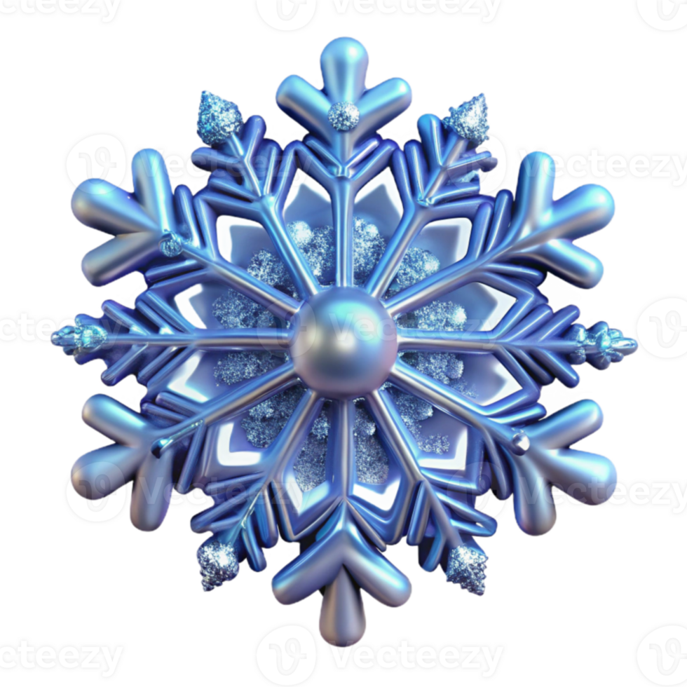 serene rustic 3D Render of a Sparkling Blue Snowflake authentic png
