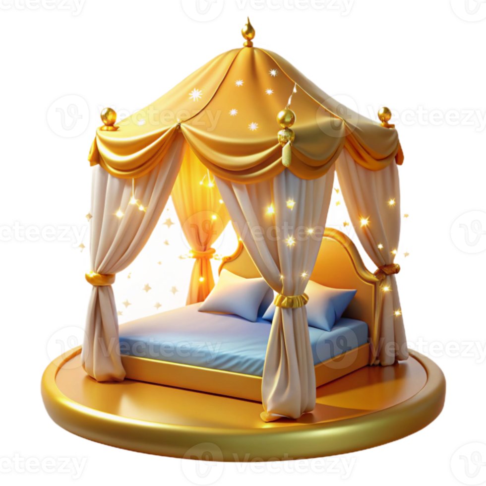 vibrant traditional 3D Render of a Magical Bed Canopy high resolution png