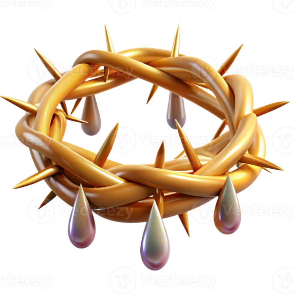 impressive abstract Golden Crown of Thorns 3D Render high resolution png