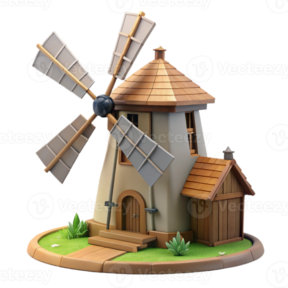 wonderful contemporary Cartoon Windmill 3D Render original png