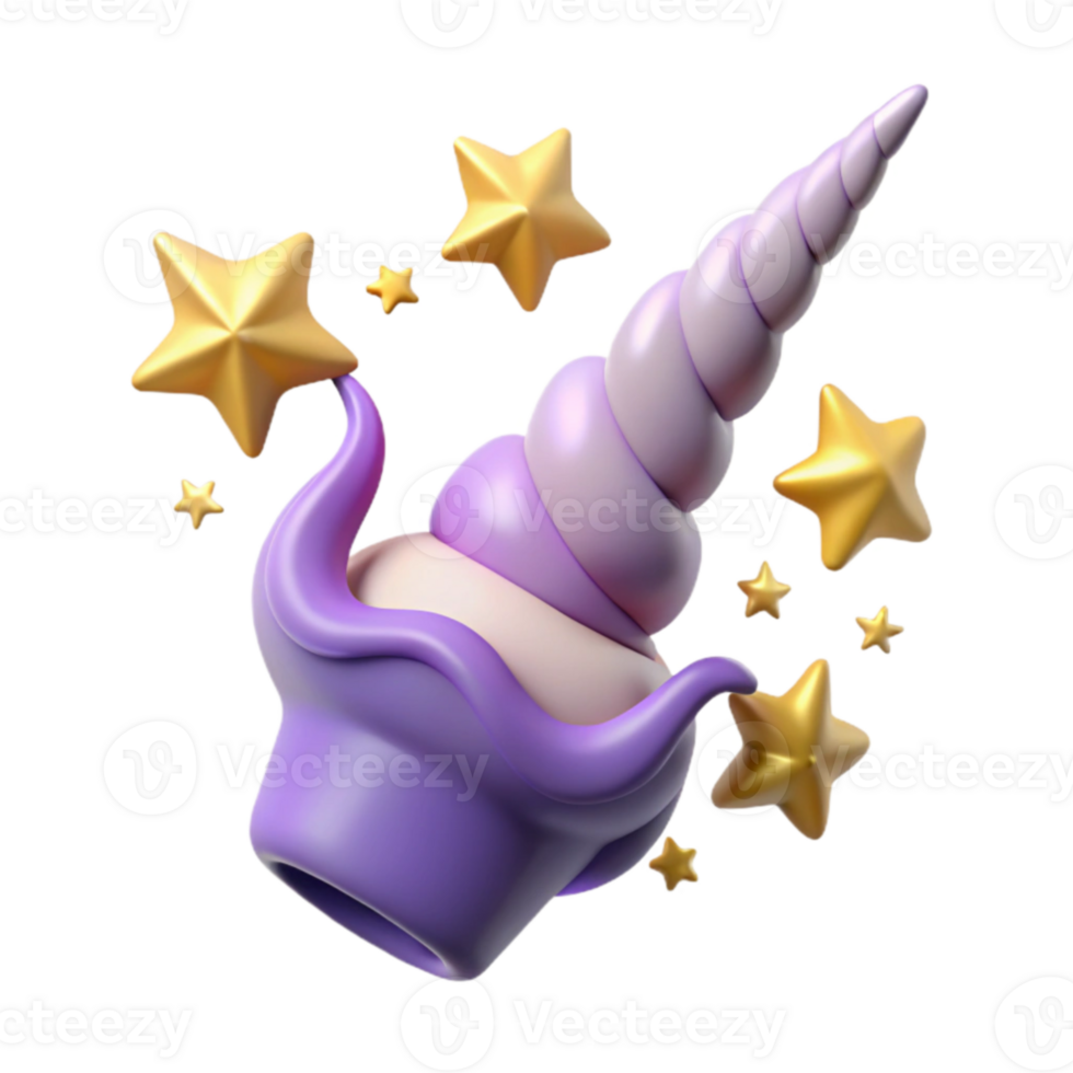 serene contemporary Magical Unicorn Horn 3D Render high quality png