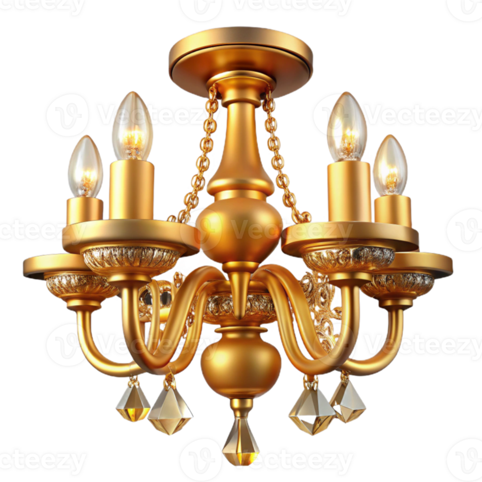 dramatic rustic Golden Chandelier 3D Model 4K png