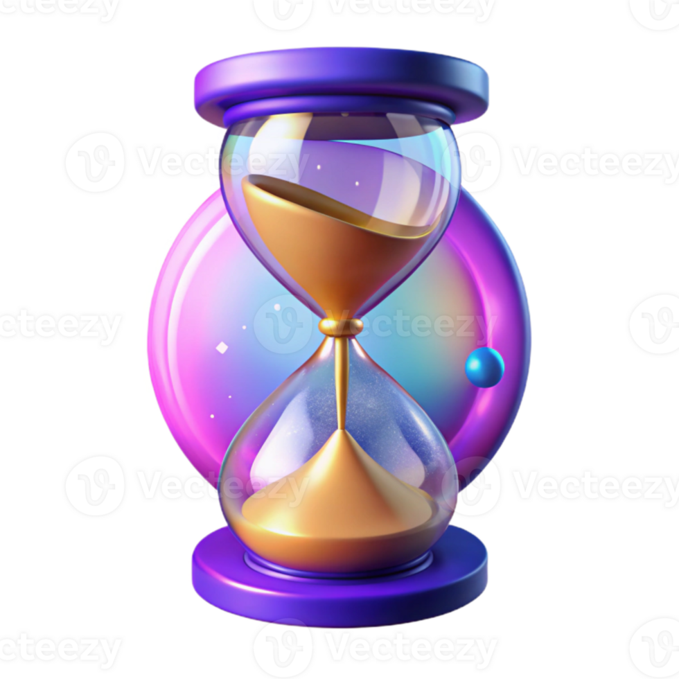 3D Hourglass Illustration Cosmic Sand Timer png