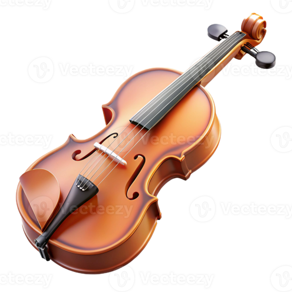 3D Render Violin Image Polished Wood String Instrument png
