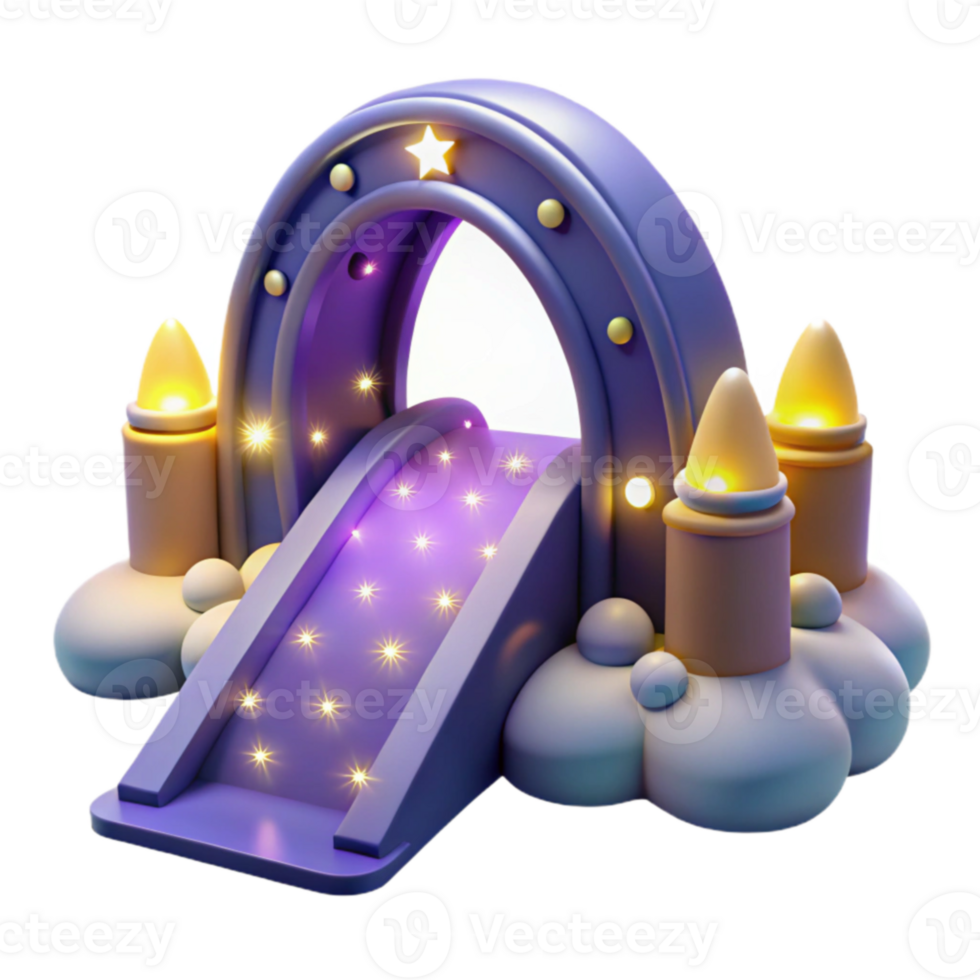 Enchanted 3D Slide Illustration Magical Nighttime Playland png