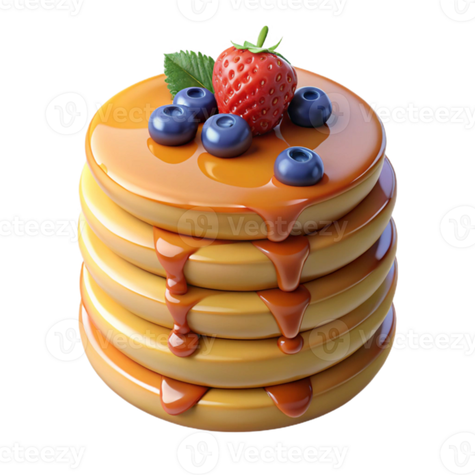 impressive contemporary 3D Render Delicious Pancake Stack high resolution png