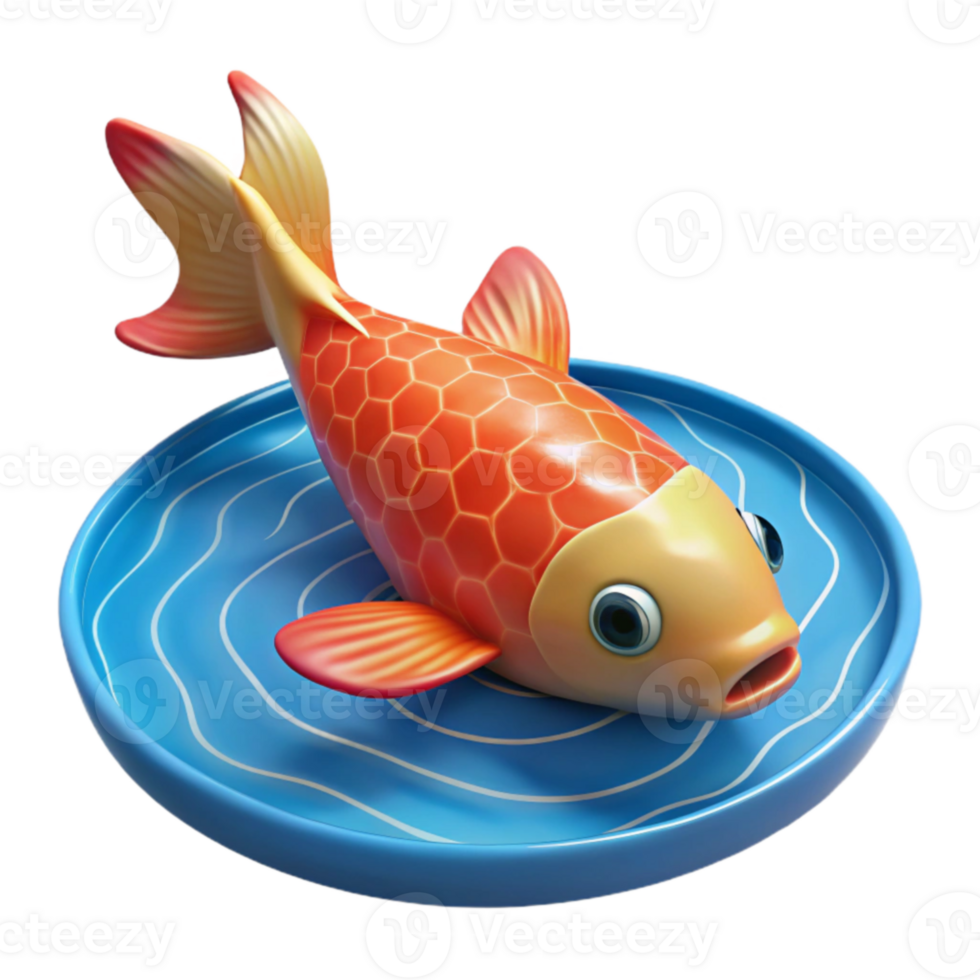 magnificent abstract 3D Cartoon Koi Fish in Bowl authentic png