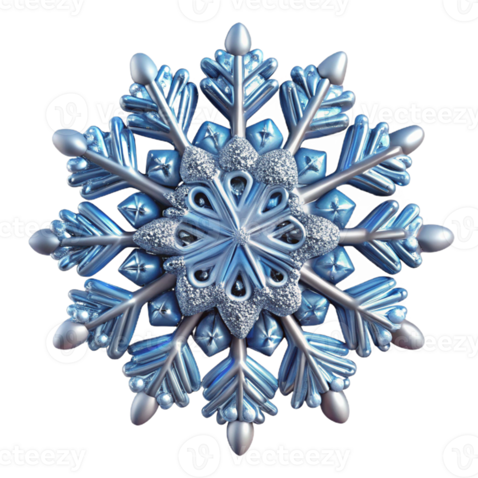 beautiful minimalist 3D Crystal Snowflake Illustration authentic png