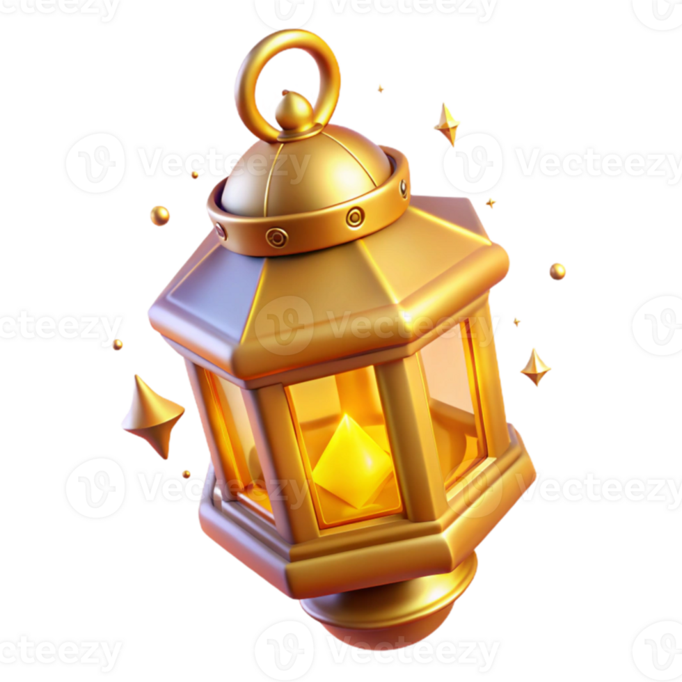 wonderful classic Golden Lantern 3D Render Illustration detailed png