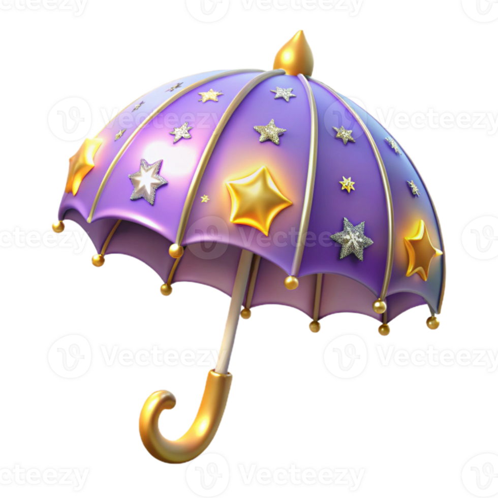 magnificent classic Starry Purple Umbrella 3D Render high resolution png