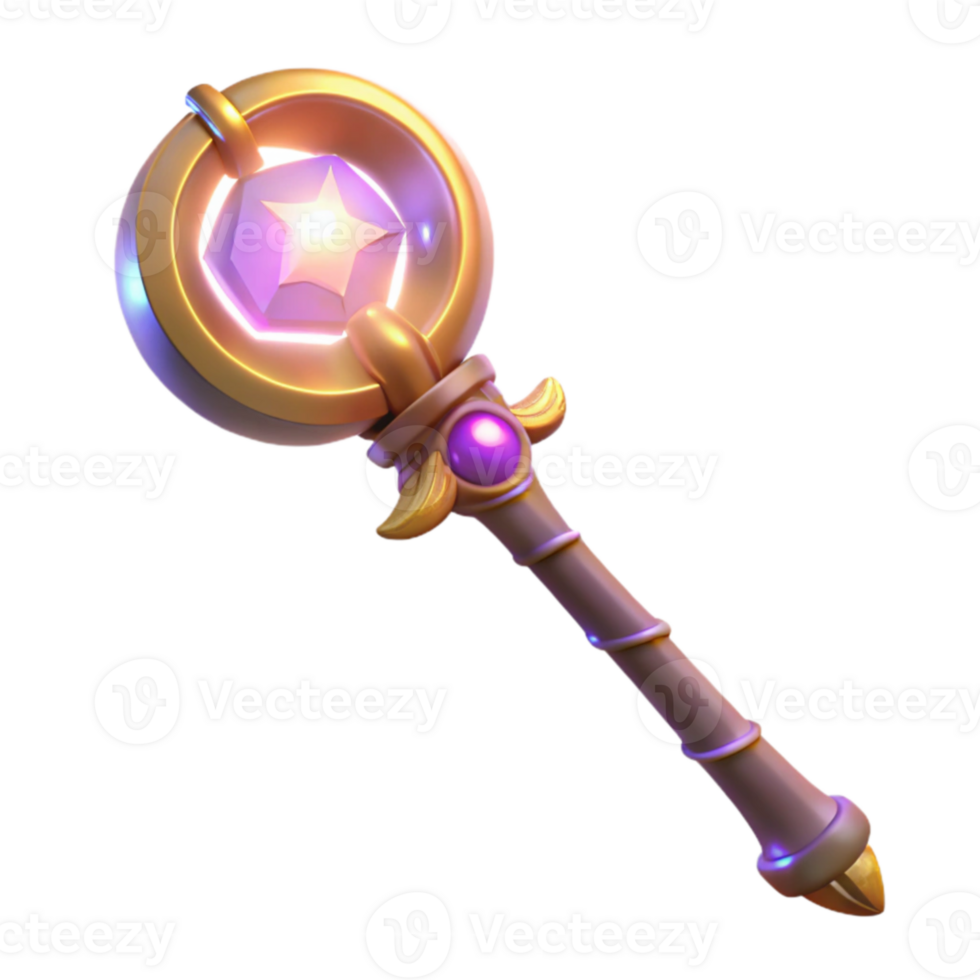 stunning artistic Magical 3D Render of a Fantasy Staff professional png