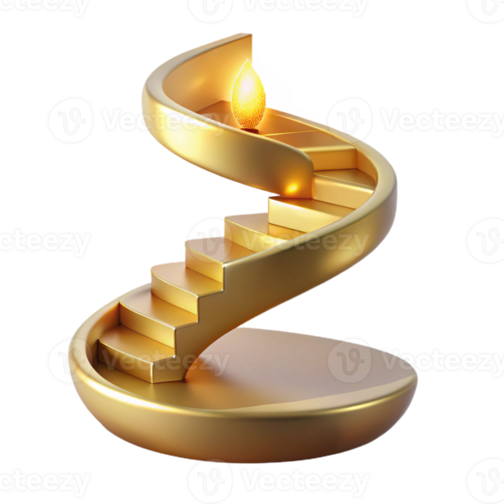 wonderful contemporary Golden Spiral Staircase 3D Render original png