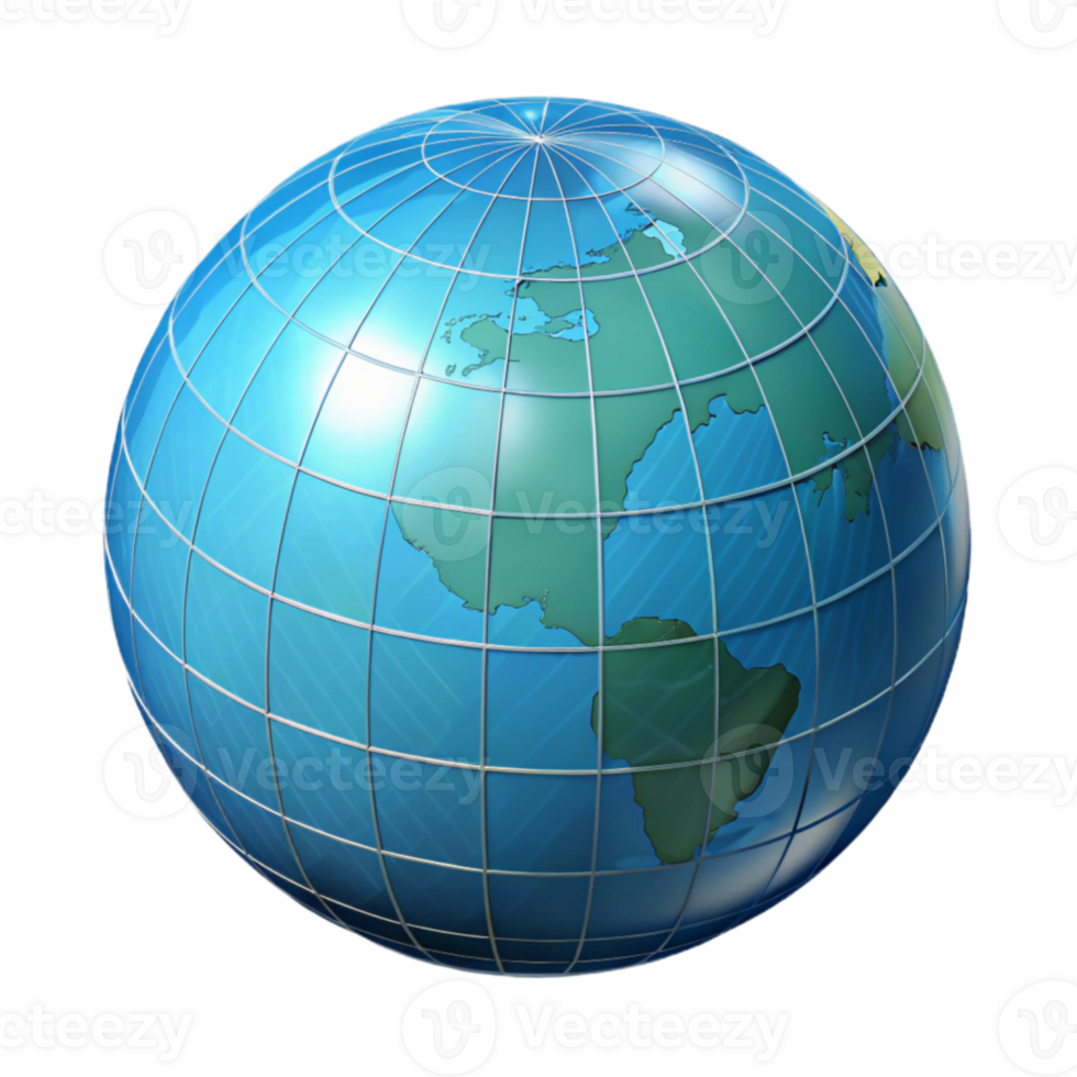 vibrant classic 3D Globe Illustration Global Grid Map exclusive png