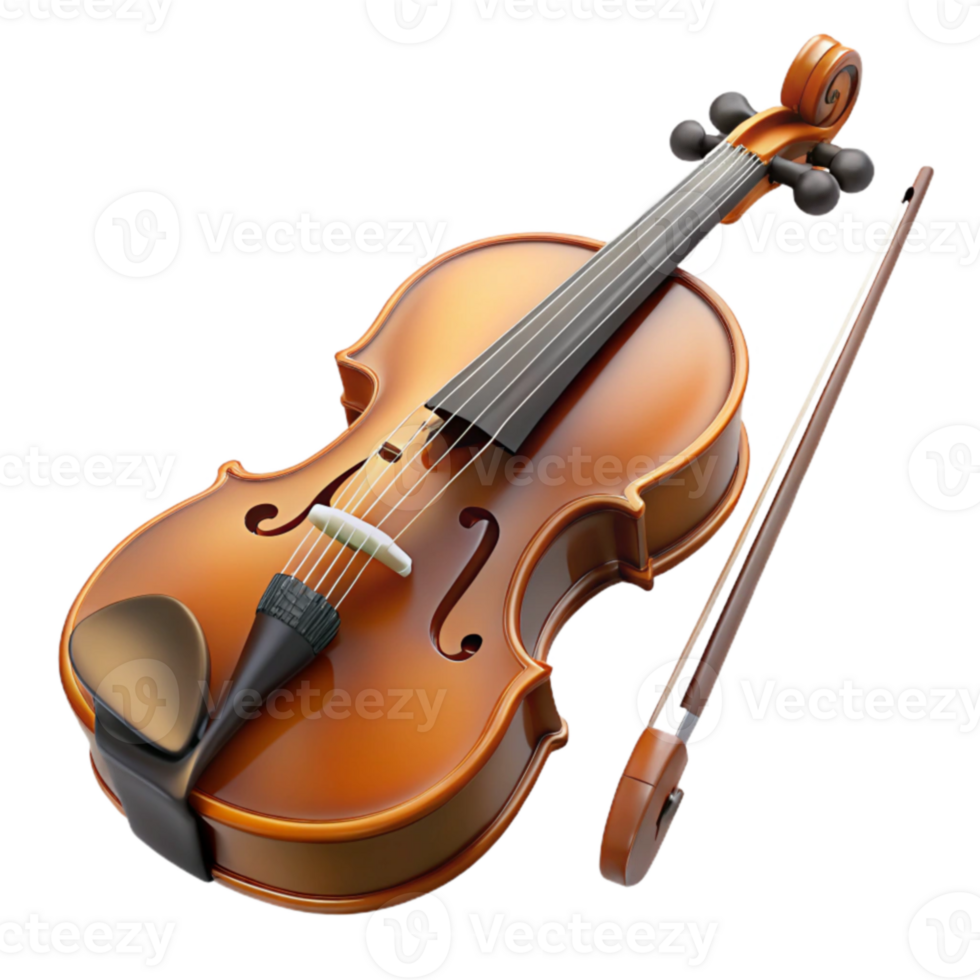 beautiful traditional 3D Render Violin Musical Instrument original png
