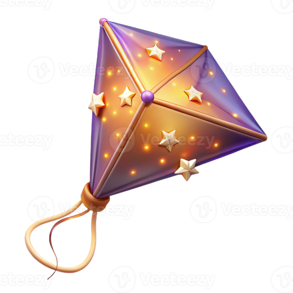 3D Render of a Magical Star Kite png