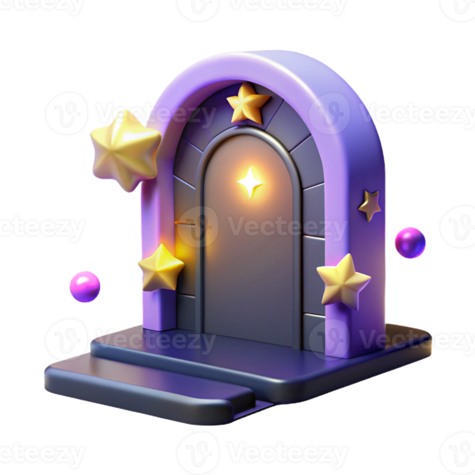 3D Magical Starry Doorway Illustration png