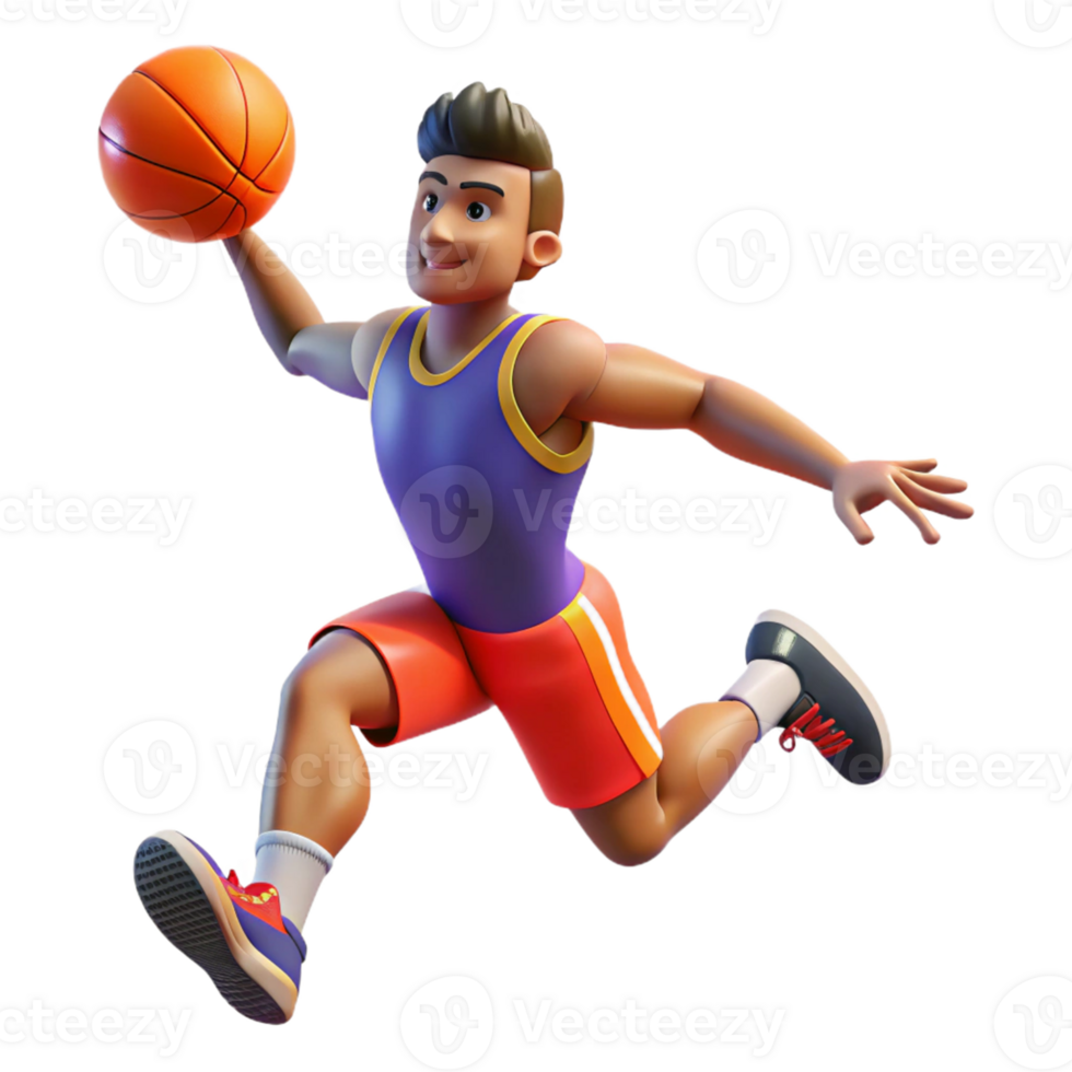 3D Illustration Basketball Player in Action png