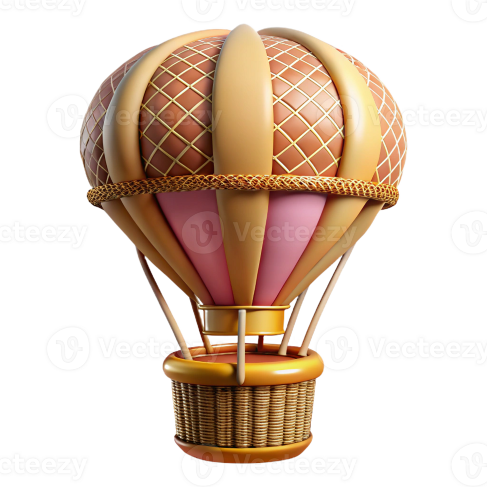 wonderful modern 3D Render of a Whimsical Hot Air Balloon 4K png