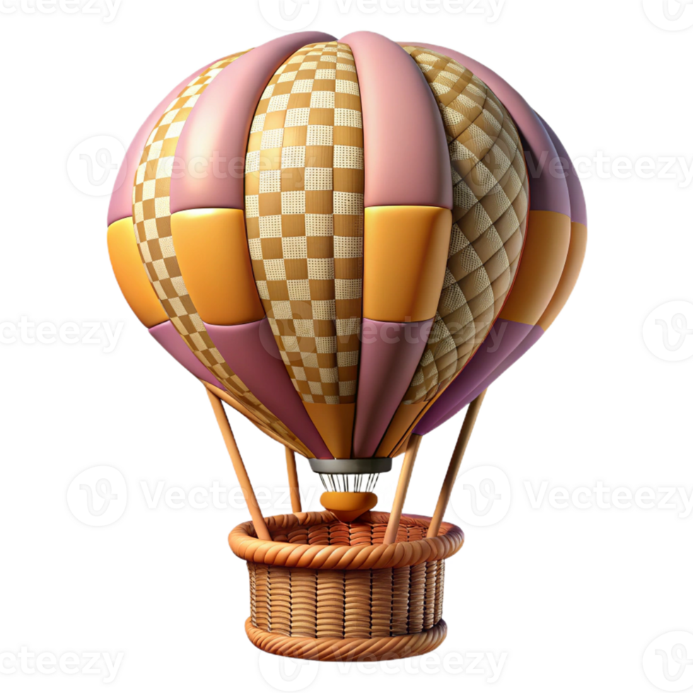 serene minimalist 3D Render Hot Air Balloon Illustration original png