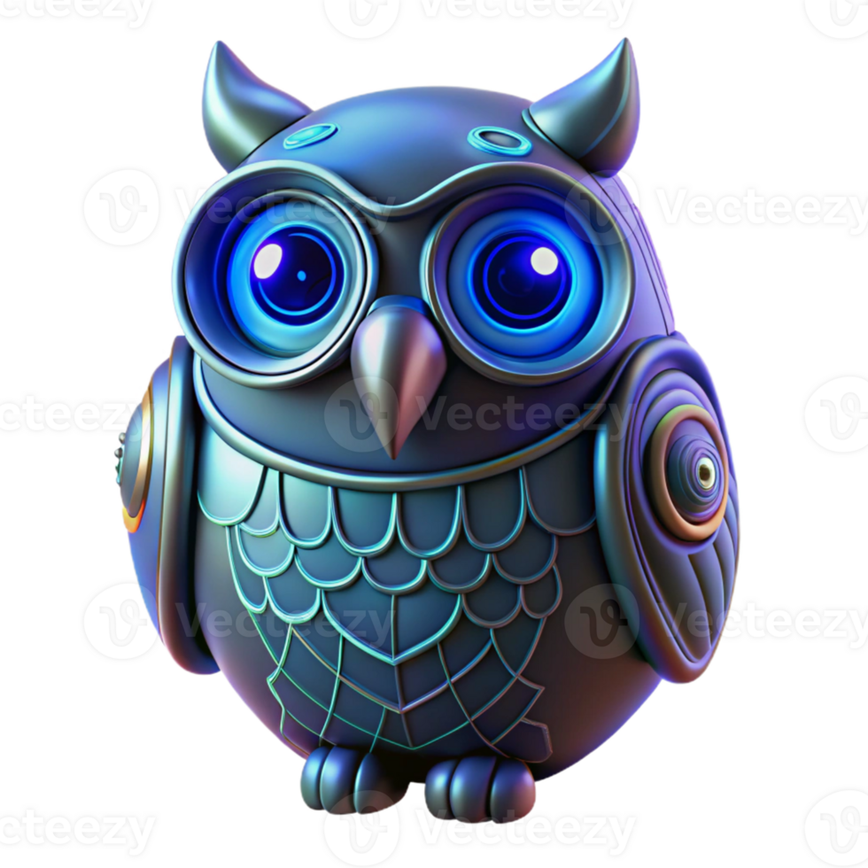 magnificent traditional Cybernetic Owl 3D Render authentic png