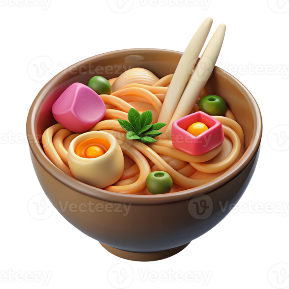 3D Render of Yummy Noodles png